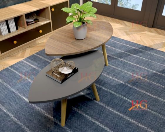 Bàn sofa chân gỗ sồi tự nhiên hình chiếc lá