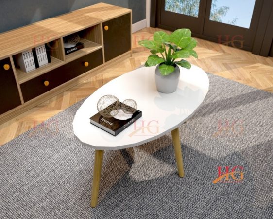 Bàn sofa chân gỗ hình oval