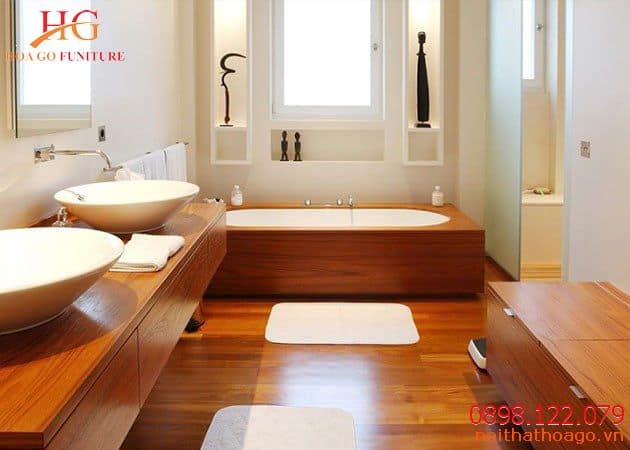 Thi công nội thất gỗ nhà phố cho phòng tắm