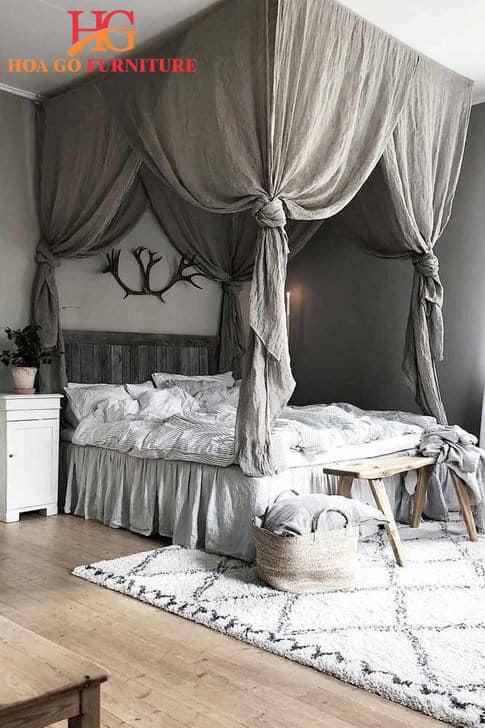 Thiết kế giường với khung màn