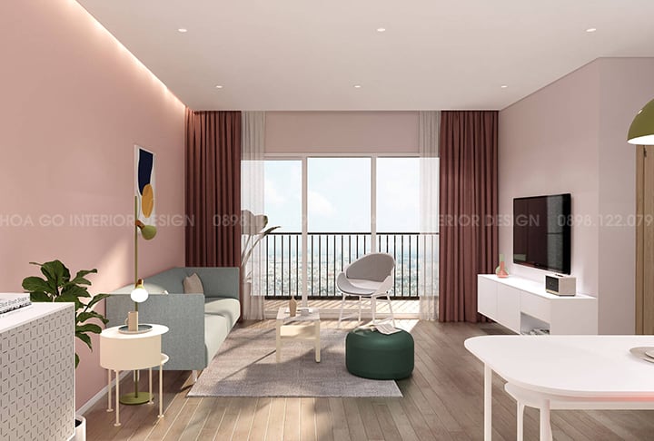 Màu sơn hồng pastel trong concept thiết kế nội thất mang đến cảm giác sang trọng cho không gian 