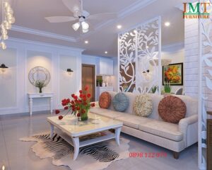 Vách ngăn hoa văn trong trang trí nội thất phòng khách